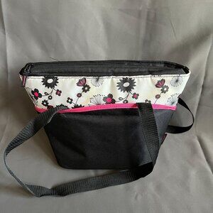 Thermos Floral Insulated Lunch Bag With Zipper Closure & Black Handles
